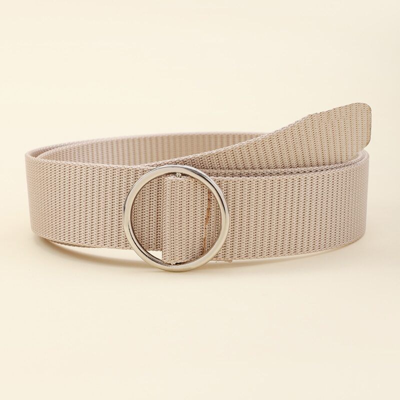 

1pc Buckle Tape Belt, Beige