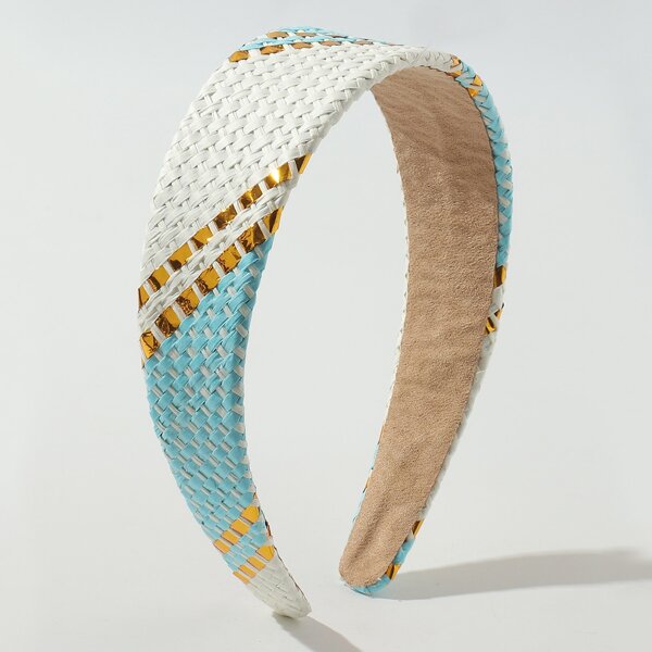 

Wide Hair Hoop, Blue and white