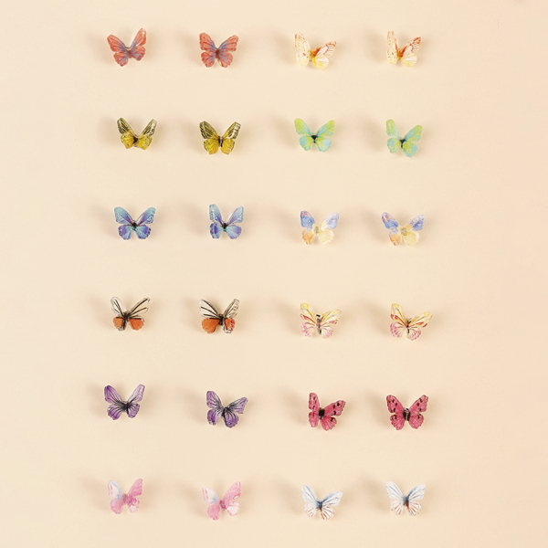 

12pcs Butterfly Design Earrings, Multicolor