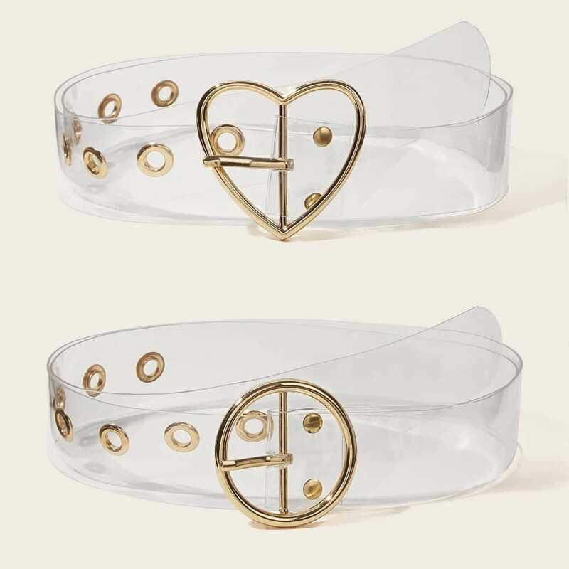 

2pcs Eyelet Decor Buckle Belt, Clear