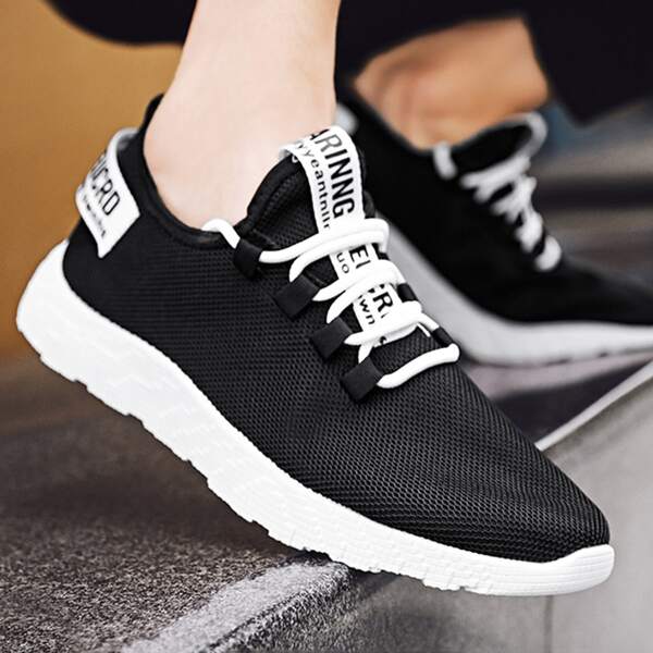 

Men Letter Graphic Lace Up Front Sneakers, Black