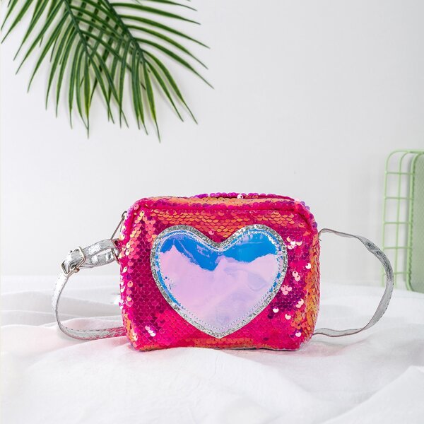 

Girls Allover Sequin Decor Crossbody Bag, Hot pink