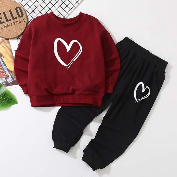 

Toddler Girls Heart Print Sweatshirt & Sweatpants, Multicolor