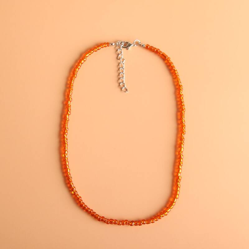 

1pc Beaded Necklace, Orange