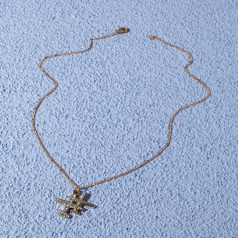 

Plane Drop Necklace, Gold