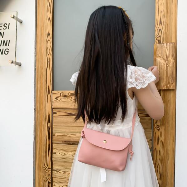 

Girls Minimalist Flap Crossbody Bag, Pink