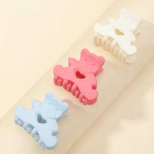 

3pcs Toddler Girls Solid Hair Claw, Multicolor