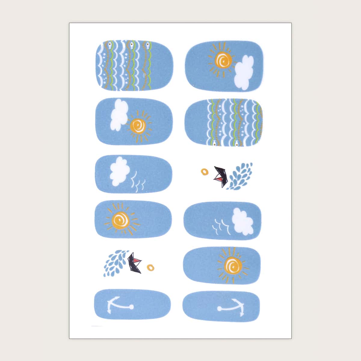 

1sheet Sun & Cloud Nail Sticker, Multicolor