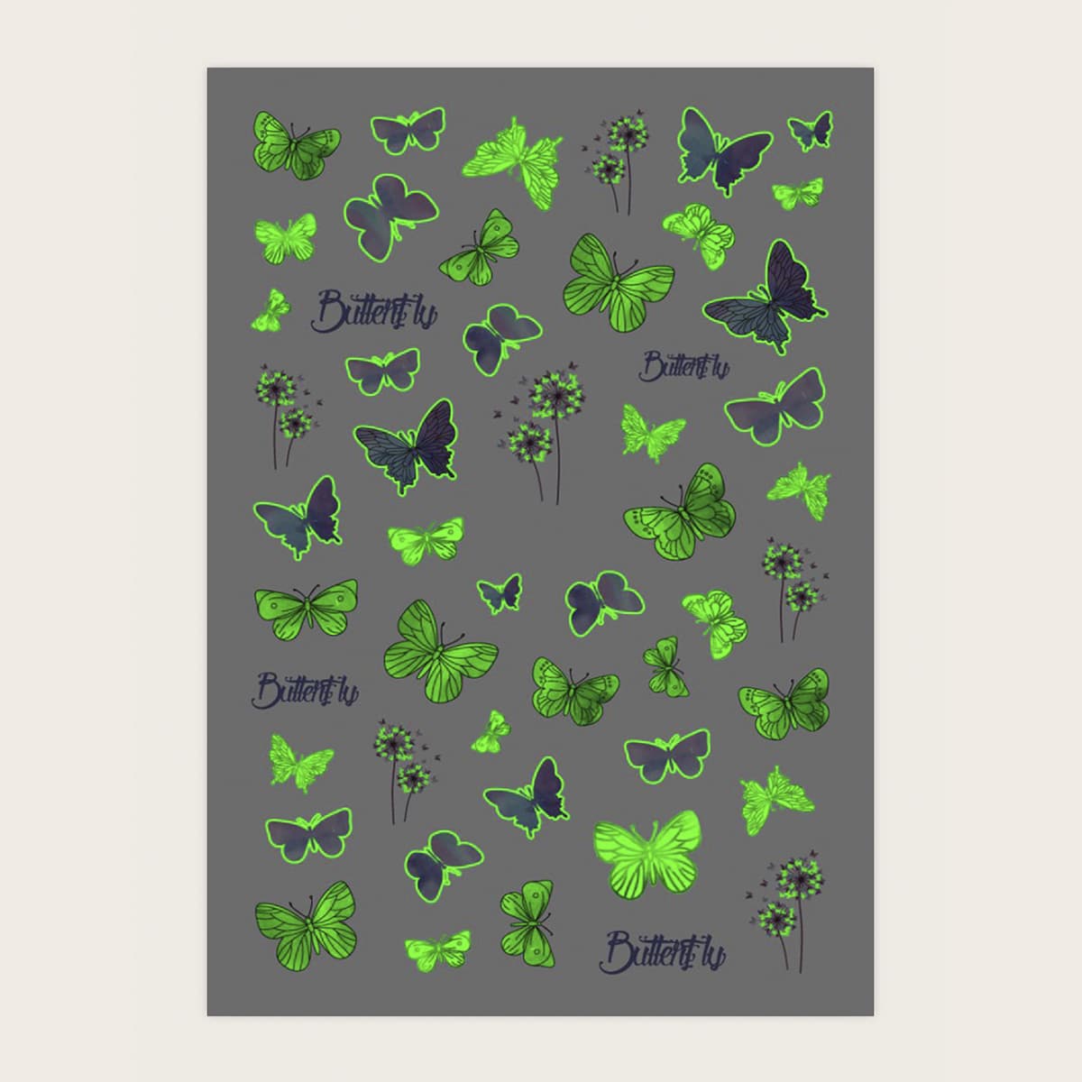 

1sheet Luminous Butterfly Nail Art Sticker, Multicolor