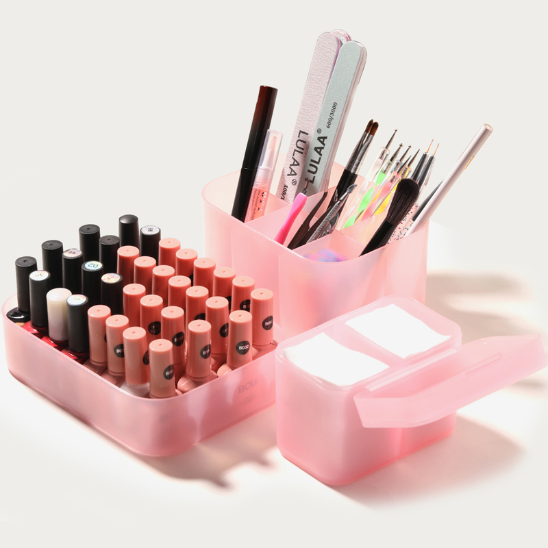 

3pcs Nail Tool Storage Box, Pink
