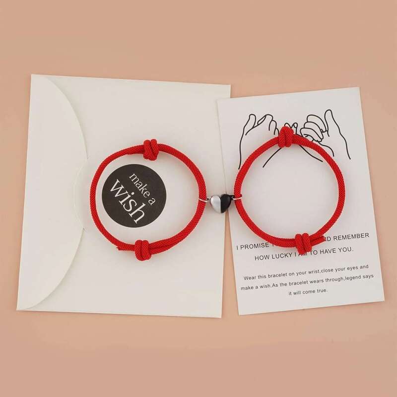 

2pcs Heart Design Bracelet, Red