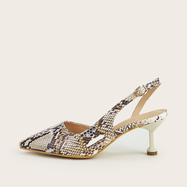 

Snakeskin Mid Heeled Slingback Pumps, Multicolor