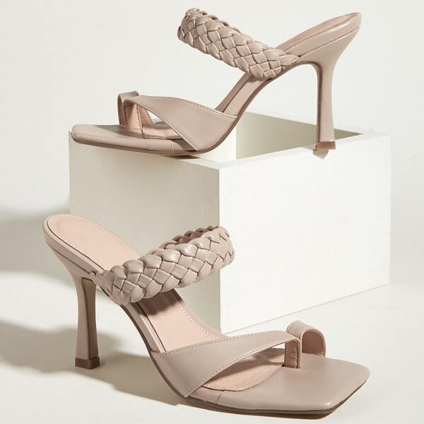 

Braided Stiletto Thong Sandals, Dusty pink