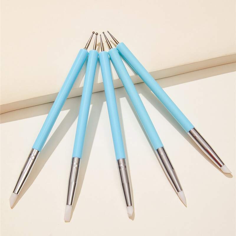 

5pcs Multifunction Double-ended Nail Art Pen, Blue