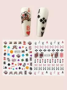 2sheets Playing Card Nail Art Sticker - Multicolor - View 1