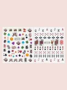 2sheets Playing Card Nail Art Sticker - Multicolor - View 2