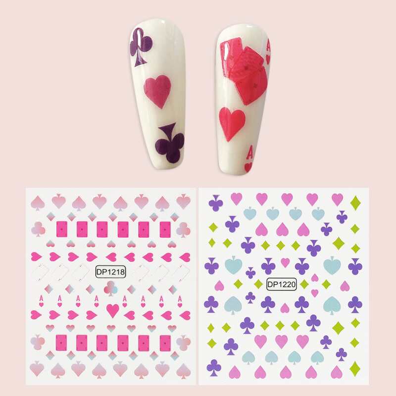

2sheets Playing Card Nail Art Sticker, Multicolor