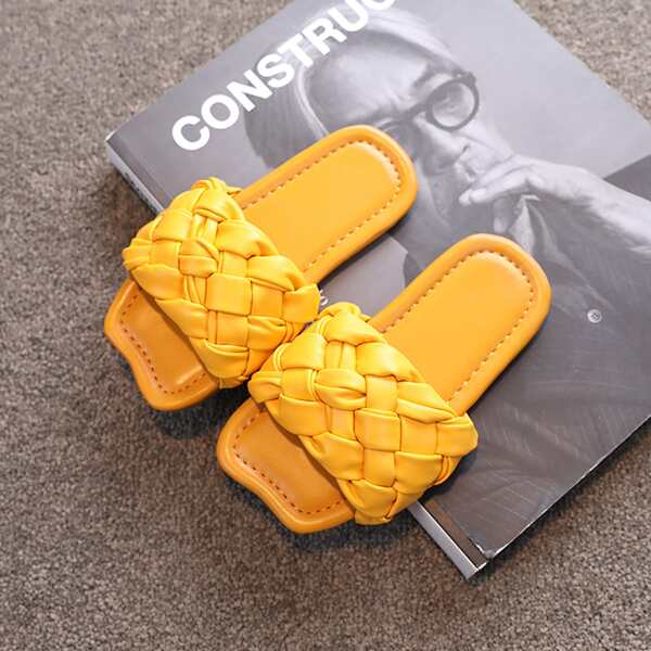 

Toddler Girls Minimalist Braided Design Slippers, Yellow