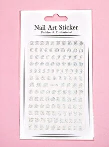 1sheet Letter Graphic Nail Art Sticker - Silver - View 3