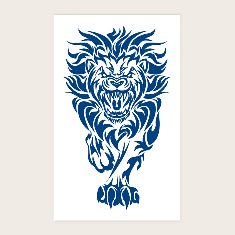 

1sheet Lion Pattern Tattoo Sticker, Blue