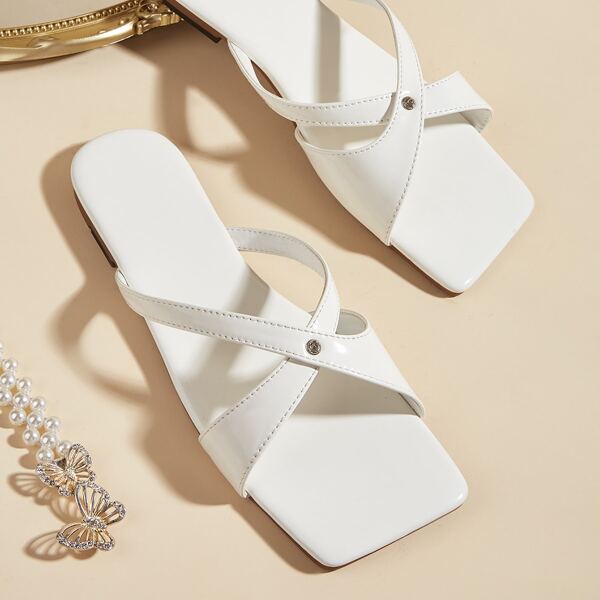 

Cross Strap Slide Sandals, White