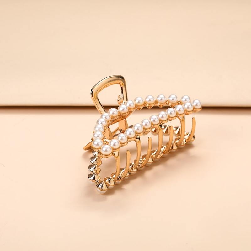 

Faux Pearl Hair Claw, Gold