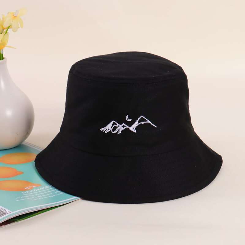 

Guys Graphic Embroidery Bucket Hat, Black