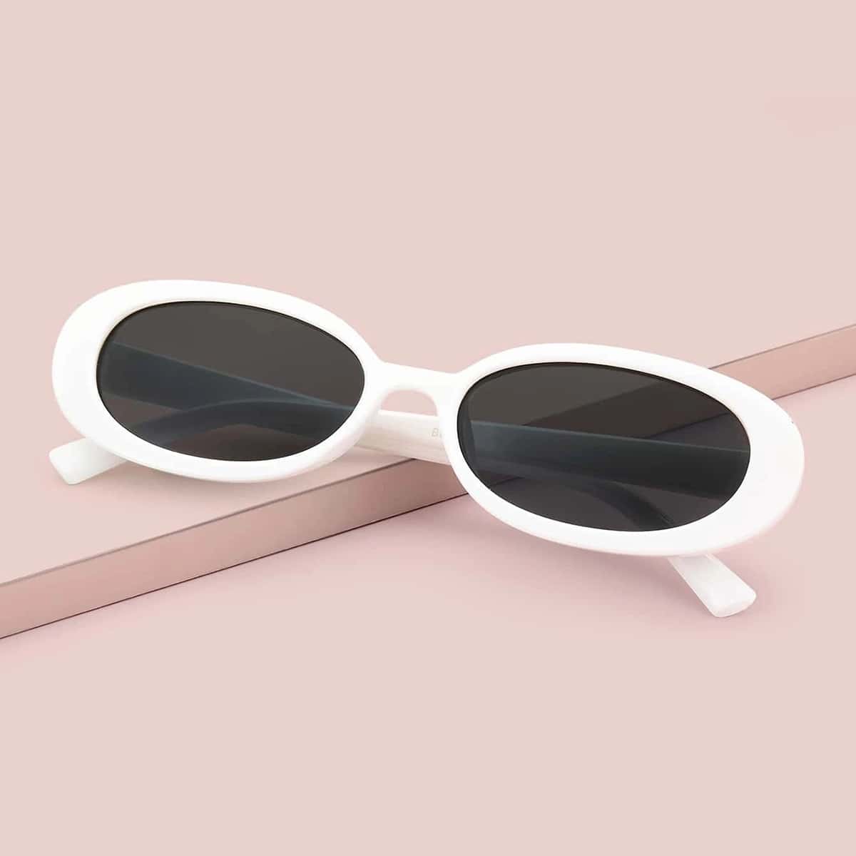 

Oval Frame Sunglasses, White