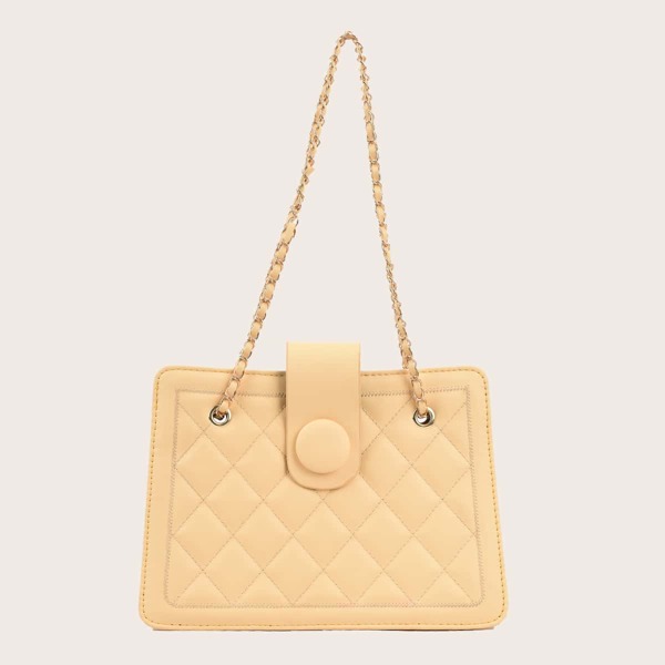 

Quilted Chain Tote Bag, Yellow
