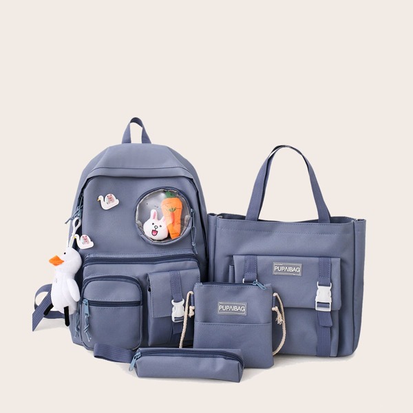 

4pcs Kids Large Capacity Backpack Set, Blue