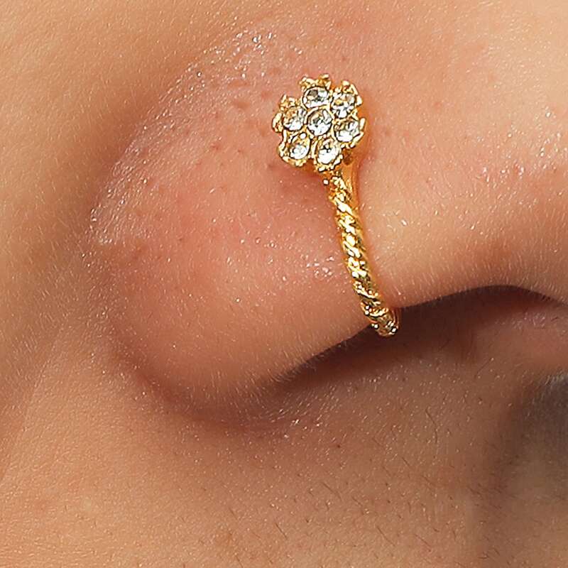 

Rhinestone Decor Nose Ring, Gold