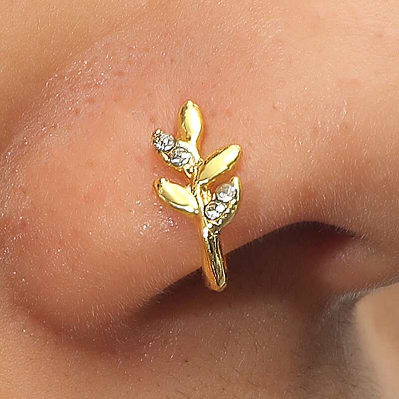

Rhinestone Decor Nose Ring, Gold