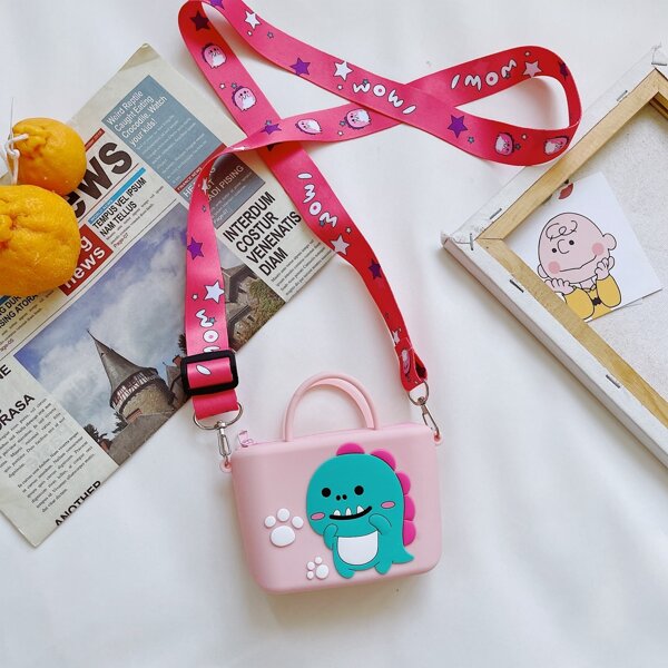 

Girls Dinosaur Graphic Satchel Bag, Baby pink
