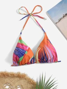 Top bikini triángulo con estampado - Multicolor - Ver 1
