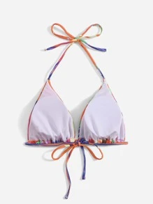 Top bikini triángulo con estampado - Multicolor - Ver 2