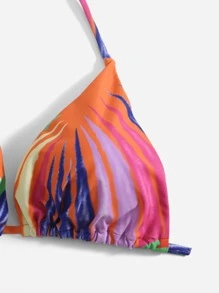 Top bikini triángulo con estampado - Multicolor - Ver 3