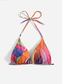Top bikini triángulo con estampado - Multicolor - Ver 4