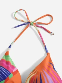 Top bikini triángulo con estampado - Multicolor - Ver 5