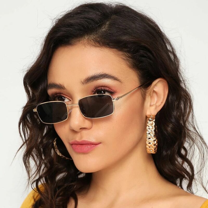 

Rectangle Frame Sunglasses, Black