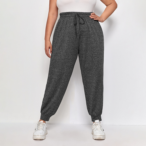 

Plus Solid Knot Front Sweatpants, Dark grey