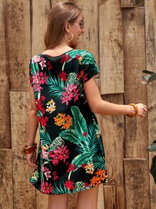 SHEIN Vestido túnico con estampado tropical - Multicolor - Ver 2