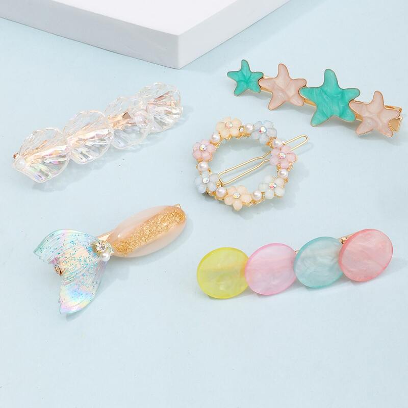 

5pcs Geo Hair Clip, Multicolor