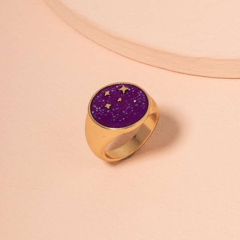 

1pc Star Pattern Ring, Gold