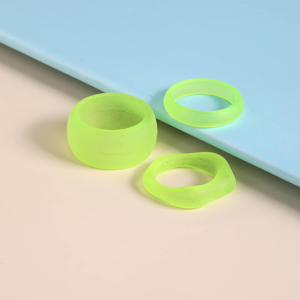 

3pcs Resin Ring, Green