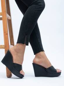 Minimalist Wedge Mules - Black - View 2