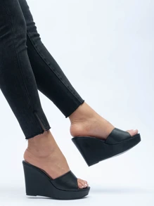 Minimalist Wedge Mules - Black - View 3