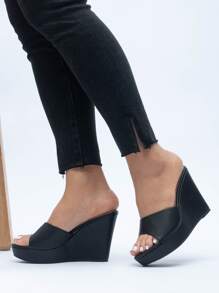Minimalist Wedge Mules - Black - View 4
