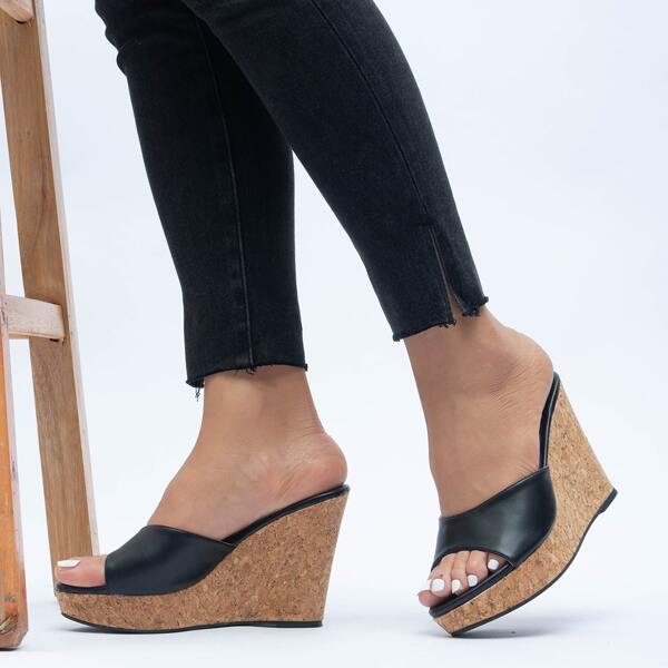 

Minimalist Wedge Mules, Black