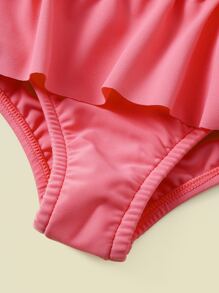 女婴火烈鸟印花荷叶边沙滩装和头带夏日海滩 - 淺藍色 - 查看 4