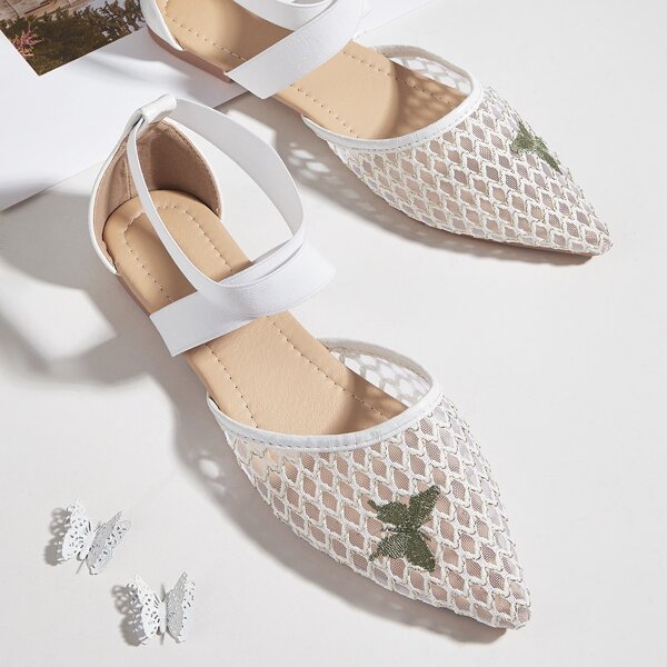 

Butterfly Embroidery Mesh Flats, White